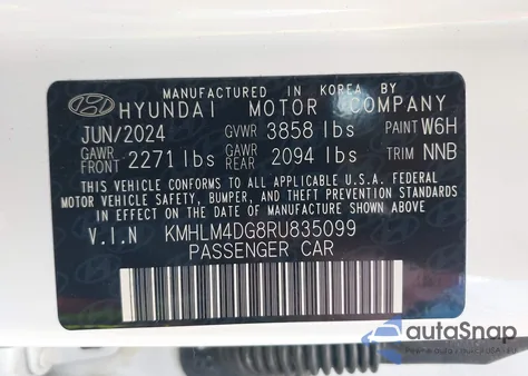 2024 Hyundai Elantra Sel из США, поврежденный, VIN KMHLM4DG8RU835099